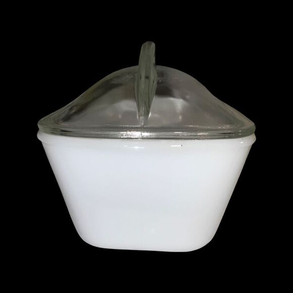Vintage Westinghouse Loaf Pan Milk Glass Baking Refrigerator Dish Clear Lid 9” - Picture 2 of 7